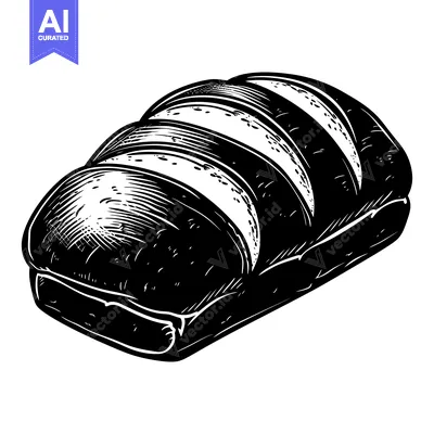 Aset premium populer: A Black and White Illustration of a Loaf of Bread