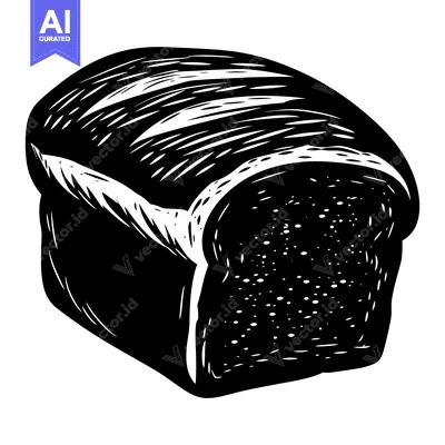 Premium design asset: Black and White Illustration of a Loaf of Bread