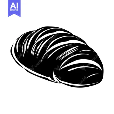 Aset desain premium: Black and white illustration of a round loaf of bread