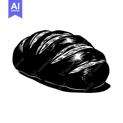 Black and White Silhouette of a Round Loaf of Bread