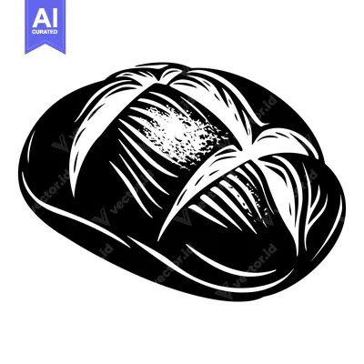Aset premium populer: Black and White Illustration of a Round Loaf of Bread