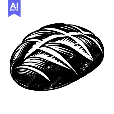 Aset desain premium: Hand-drawn illustration of a loaf of bread in black and white