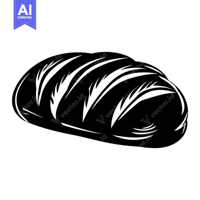 Black and White Illustration of a Loaf of Bread