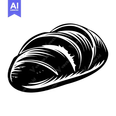 Black and White Illustration of a Loaf of Bread