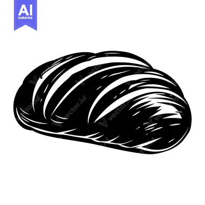 Black and White Illustration of a Loaf of Bread