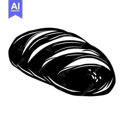 Black and White Illustration of a Loaf of Bread