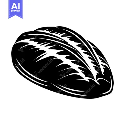 Aset premium populer: A Black and White Illustration of a Single Shell with a Detailed Textu