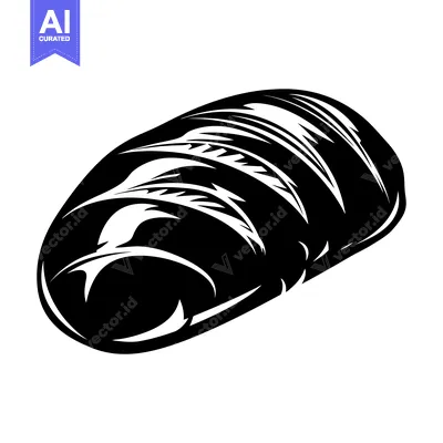 Black and White Illustration of a Single Loaf of Bread