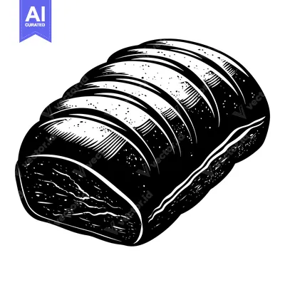 Popular premium asset: Black and White Illustration of a Sliced Loaf of Bread