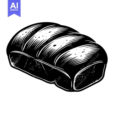 Aset premium populer: A Black and White Illustration of a Loaf of Bread