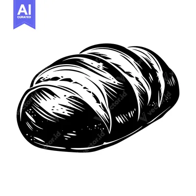 Black and White Hand Drawn Illustration of a Loaf of Bread
