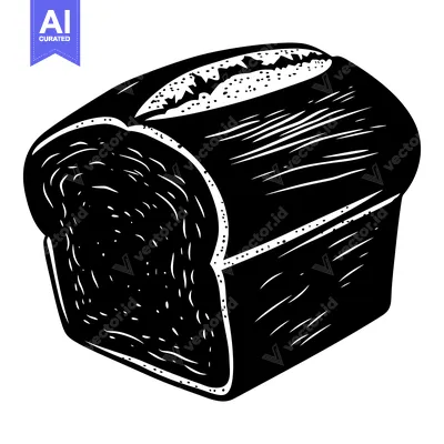 Black and White Illustration of a Loaf of Bread