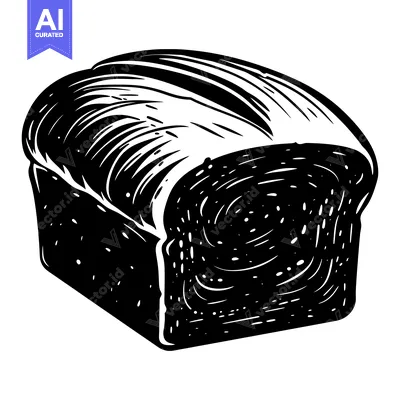 Black and White Illustration of a Sliced Loaf of Bread