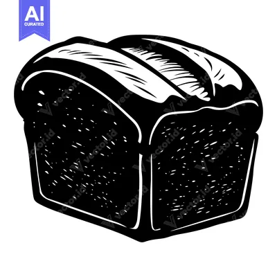 Premium design asset: A Black and White Illustration of a Loaf of Bread
