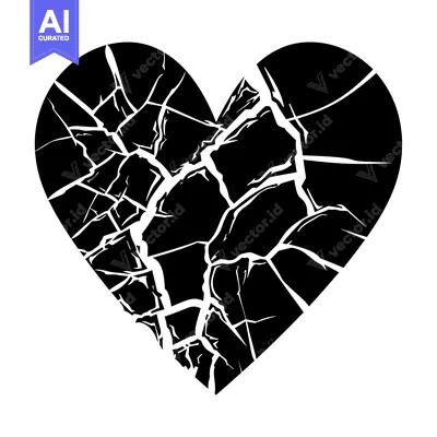Popular premium asset: A Black and White Illustration of a Cracked Heart Shape