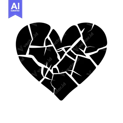 Popular premium asset: A black and white illustration of a heart broken into many pieces
