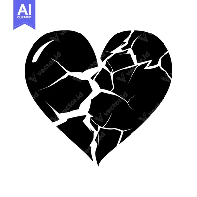 Popular premium asset: A black silhouette of a heart shape with cracks throughout