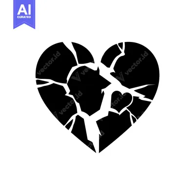 Aset premium populer: A Broken Heart in Black and White Silhouette