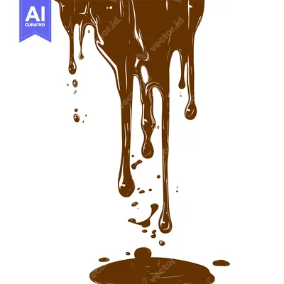 Aset premium populer: Melted Chocolate Dripping Down Isolated on White Background.