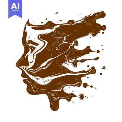 Aset desain premium: Abstract Chocolate Face Silhouette Melting Liquid Art.