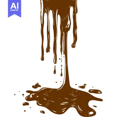 Aset desain premium: Melted Chocolate Drizzling and Splashing on White Background.