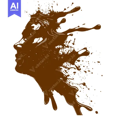 Popular premium asset: Abstract Chocolate Splash Forming a Human Profile Silhouette.