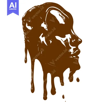 Aset premium populer: Melting Chocolate Head Silhouette Dripping.
