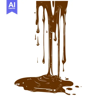 Aset premium populer: Melted Chocolate Drizzling and Pooling on White Background.