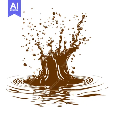 Aset desain premium: Chocolate Splash Explosion Liquid Droplets Ripples.