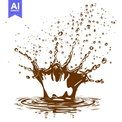 Premium design asset: Dynamic Chocolate Splash with Droplets and Ripples.