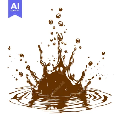 Aset desain premium: Chocolate Splash Explosion with Bubbles and Ripples.