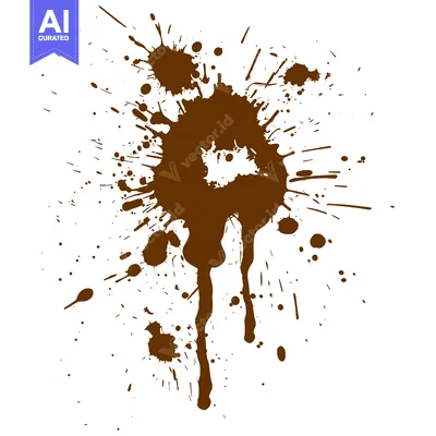 Brown Mud Splatter Stain Dripping Abstract Graphic Element.