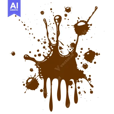 Brown Chocolate Splatter Liquid Splash Abstract Art.