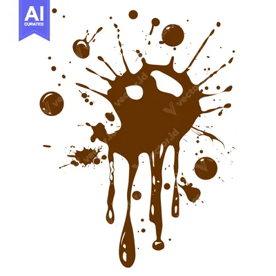 Aset desain premium: Brown Splatter Paint Stain Dripping Abstract Art.