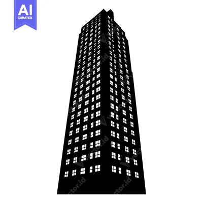 Premium design asset: Black and White Silhouette of a Skyscraper