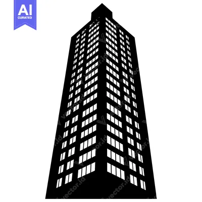 Aset premium populer: A Black and White Silhouette of a Tall Modern Skyscraper Building