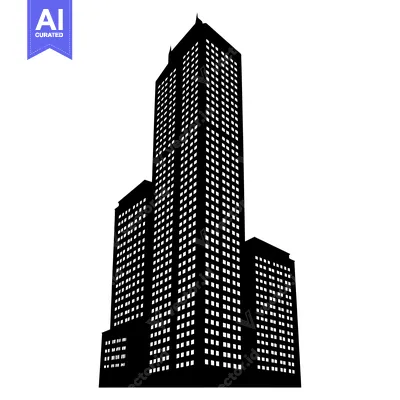 Aset premium populer: Black and White Silhouette of a Tall Building with Windows