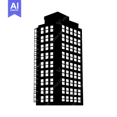 Aset premium populer: Black and White Silhouette of a Tall Building with Windows