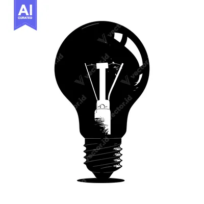 Aset desain premium: Black and White Illustration of a Light Bulb with a Filament