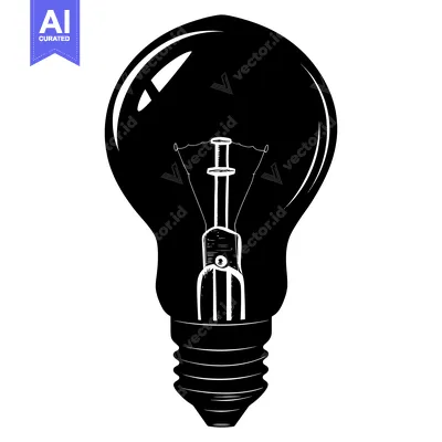 Premium design asset: Black and White Illustration of a Lightbulb