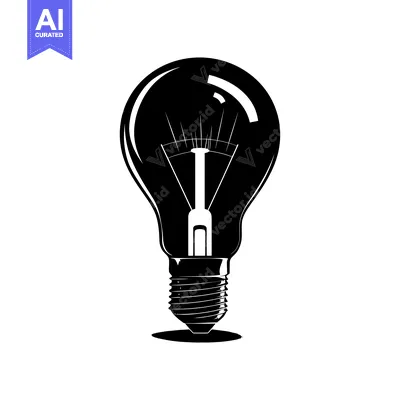 Aset desain premium: A Black and White Silhouette of a Light Bulb