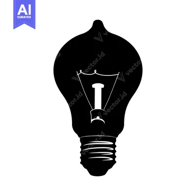 Premium design asset: Black and White Silhouette of a Traditional Light Bulb