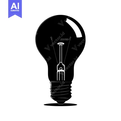 Aset premium populer: Black and White Silhouette of a Traditional Incandescent Light Bulb