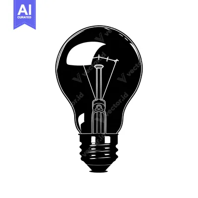 Aset premium populer: Black and White Silhouette of a Traditional Light Bulb