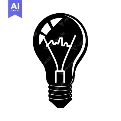 Aset premium populer: A Black and White Silhouette of a Light Bulb