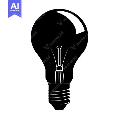 Aset premium populer: Black Silhouette of a Standard Incandescent Lightbulb