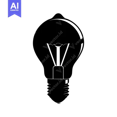 Aset desain premium: Silhouette of a Traditional Incandescent Light Bulb
