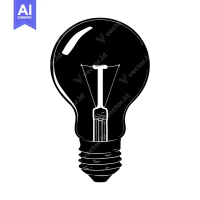 Black and white silhouette of a traditional lightbulb