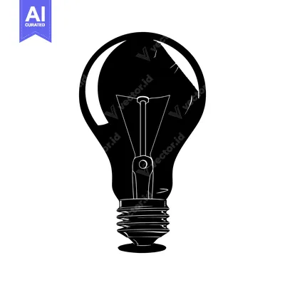 Premium design asset: Black and White Illustration of a Lightbulb