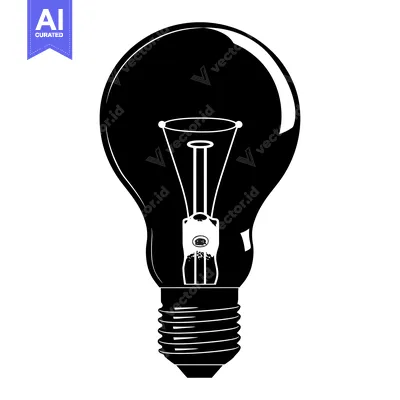 Aset premium populer: Black and white silhouette of a traditional incandescent lightbulb